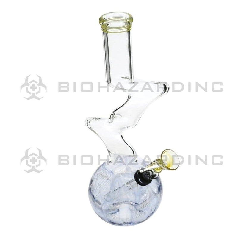 Biohazard Inc Glass Bong 10" 32mm Two Elbow Water Pipe w/ Slide - Blue Rake