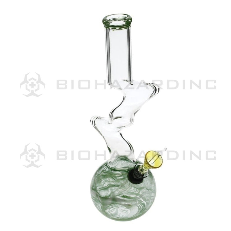 Biohazard Inc Glass Bong 10" 32mm Two Elbow Water Pipe w/ Slide - Green Rake