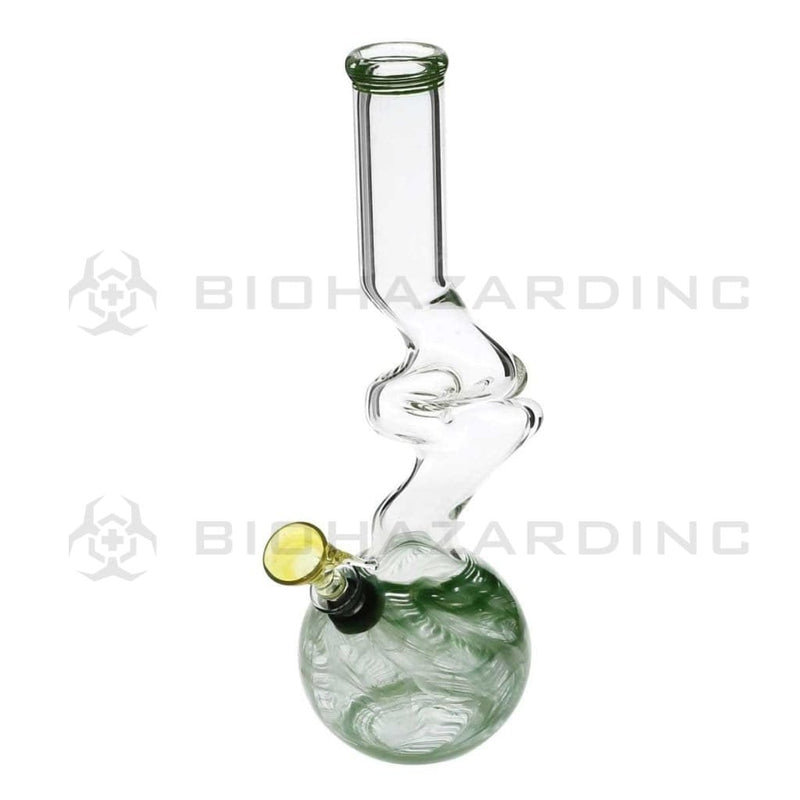 Biohazard Inc Glass Bong 10" 32mm Two Elbow Water Pipe w/ Slide - Green Rake