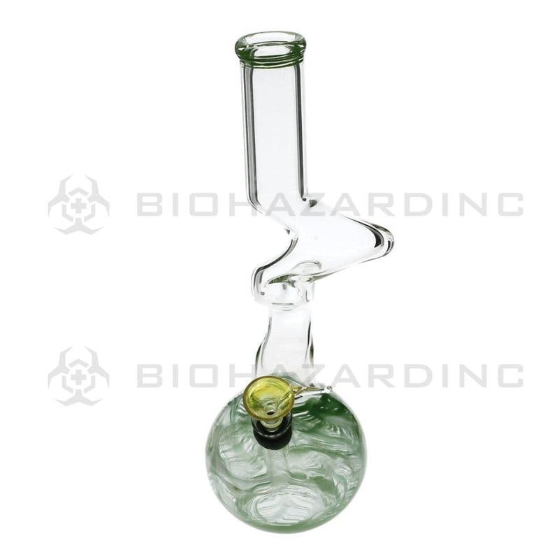 Biohazard Inc Glass Bong 10" 32mm Two Elbow Water Pipe w/ Slide - Green Rake