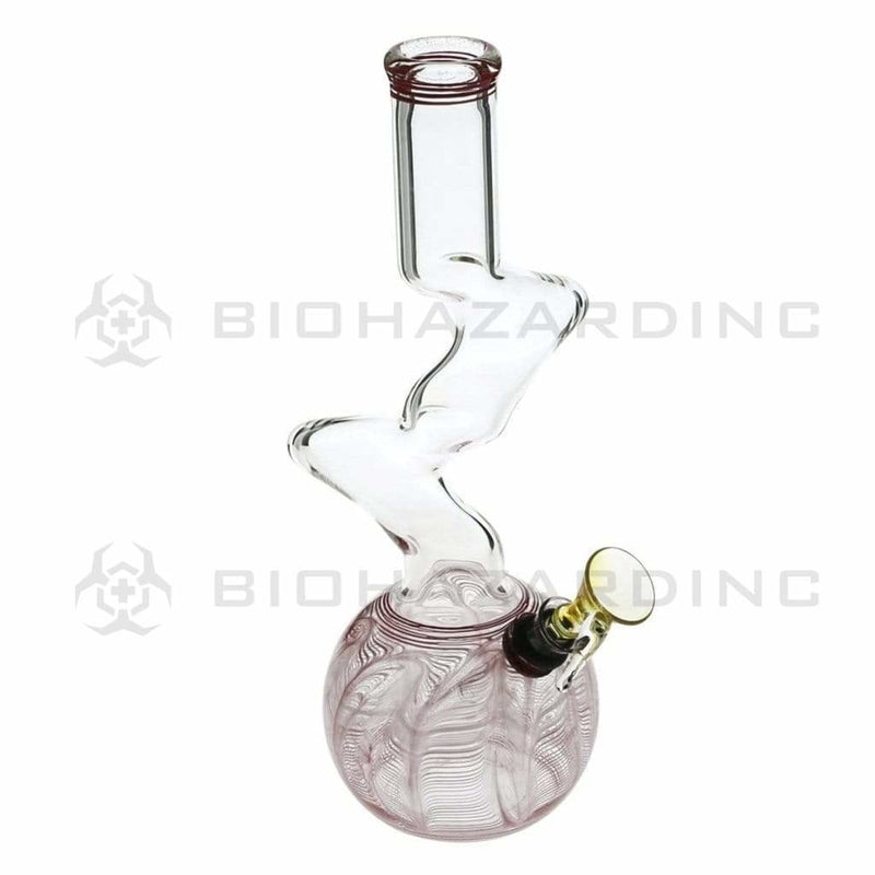 Biohazard Inc Glass Bong 10" 32mm Two Elbow Water Pipe w/ Slide - Red Rake