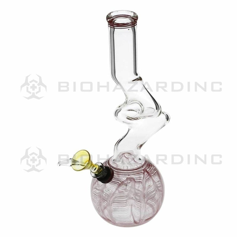 Biohazard Inc Glass Bong 10" 32mm Two Elbow Water Pipe w/ Slide - Red Rake