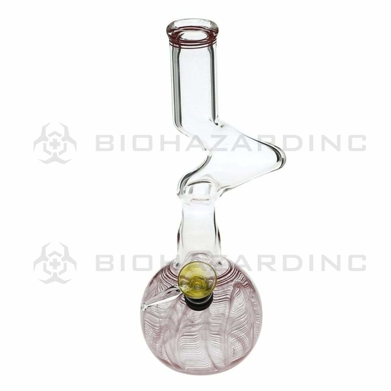 Biohazard Inc Glass Bong 10" 32mm Two Elbow Water Pipe w/ Slide - Red Rake