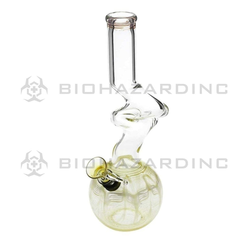 Biohazard Inc Glass Bong 10" 32mm Two Elbow Water Pipe w/ Slide - Yellow Rake