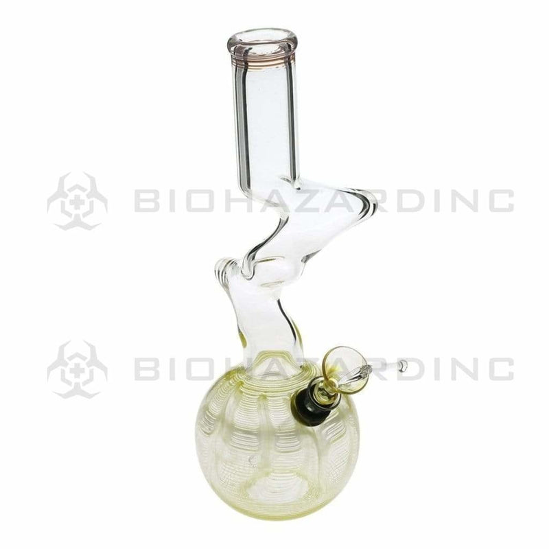 Biohazard Inc Glass Bong 10" 32mm Two Elbow Water Pipe w/ Slide - Yellow Rake