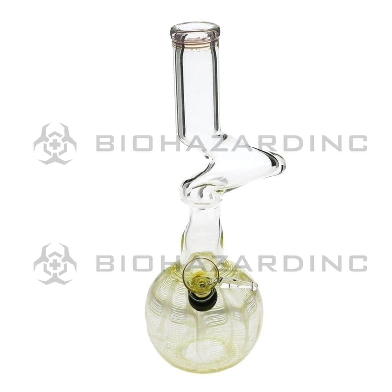 Biohazard Inc Glass Bong 10" 32mm Two Elbow Water Pipe w/ Slide - Yellow Rake