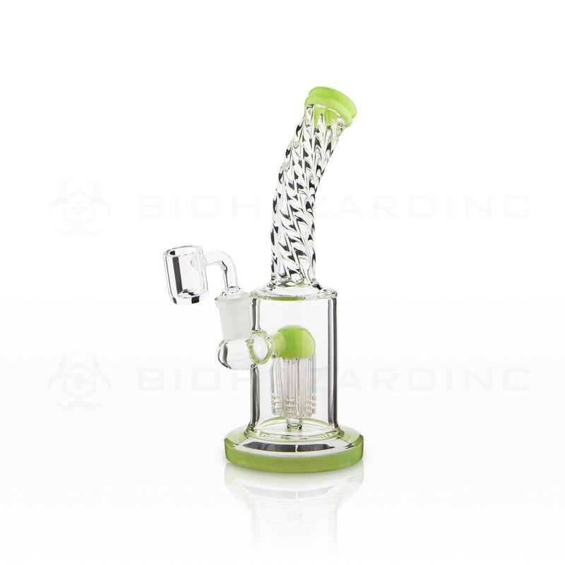 Twisted Neck Dab Rig | 8" 6 Arm Tree Perc Banger Hanger | Slyme Green