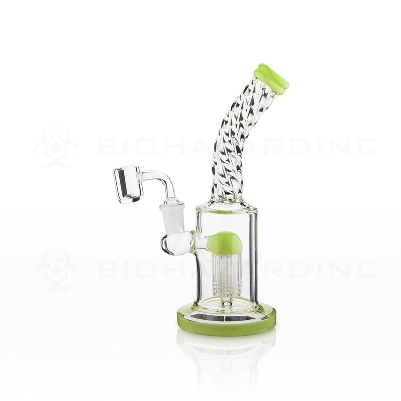 Twisted Neck Dab Rig | 8" 6 Arm Tree Perc Banger Hanger | Slyme Green