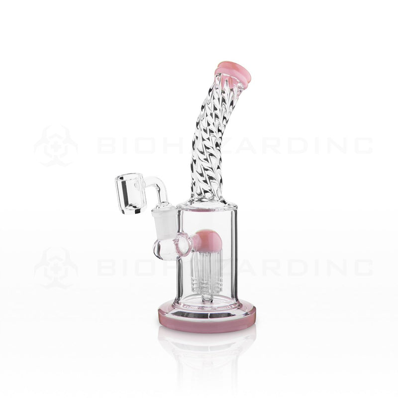 Twisted Neck Dab Rig | 8" 6 Arm Tree Perc Banger Hanger | Slyme Pink