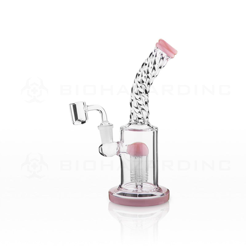 Twisted Neck Dab Rig | 8" 6 Arm Tree Perc Banger Hanger | Slyme Pink