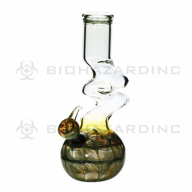 Biohazard Inc Glass Bong 10" 44mm Two Elbow Water Pipe w/ Slide - Green Rake