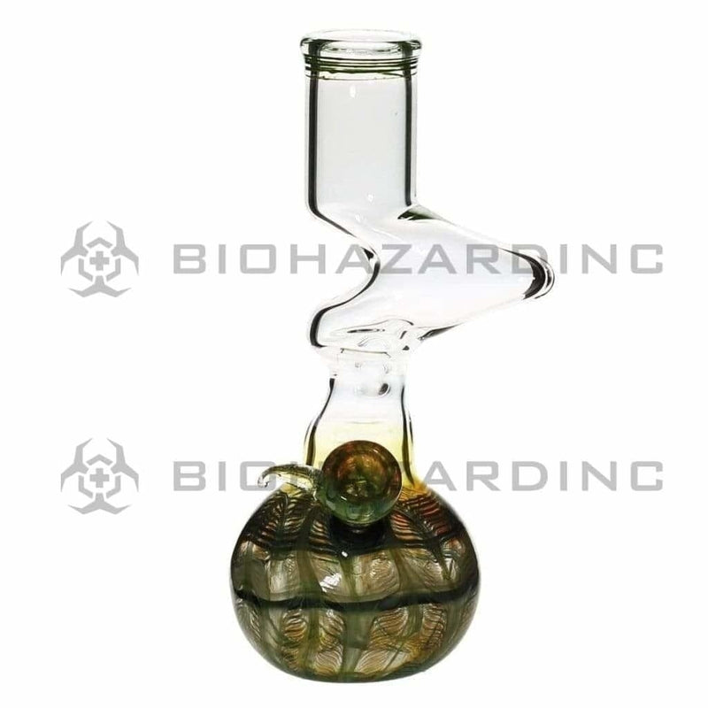 Biohazard Inc Glass Bong 10" 44mm Two Elbow Water Pipe w/ Slide - Green Rake