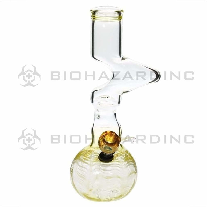 Biohazard Inc Glass Bong 10" 44mm Two Elbow Water Pipe w/ Slide - Yellow Rake