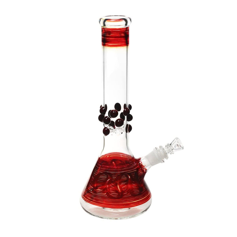 Rake & Marbles | 12" 44mm x 4mm Beaker Water Pipe | Red