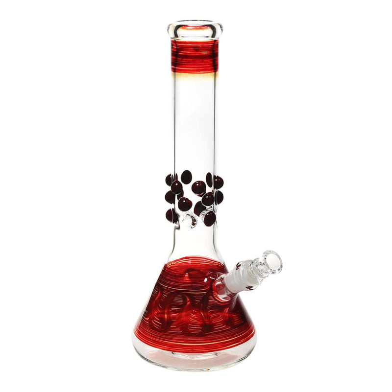 Rake & Marbles | 12" 44mm x 4mm Beaker Water Pipe | Red