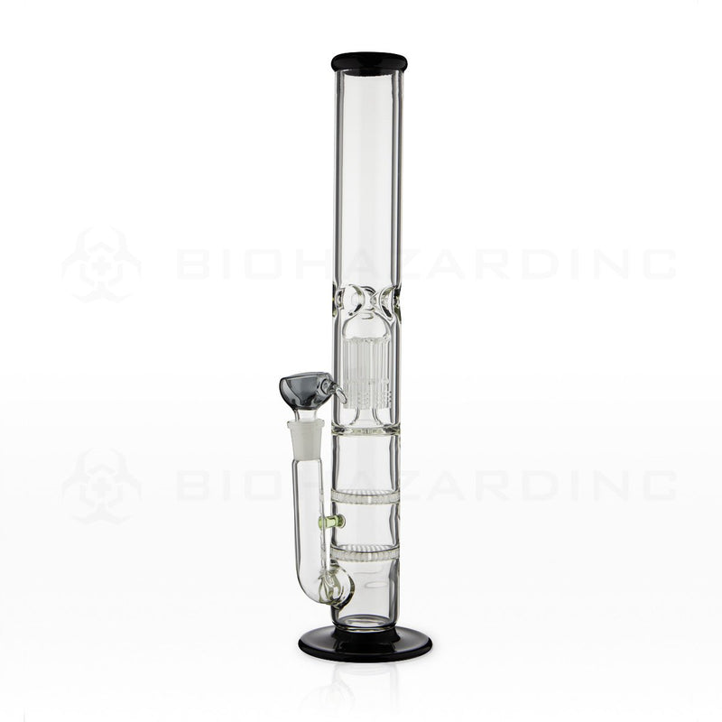 16" Double Honeycomb and Arm Tree Perc Straight Water Pipe | Black