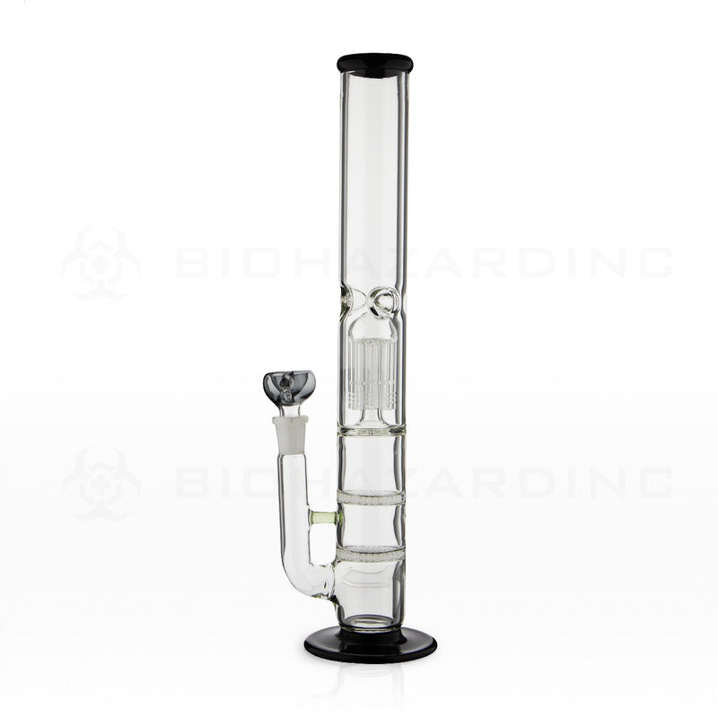 16" Double Honeycomb and Arm Tree Perc Straight Water Pipe | Black