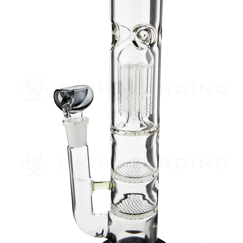 16" Double Honeycomb and Arm Tree Perc Straight Water Pipe | Black