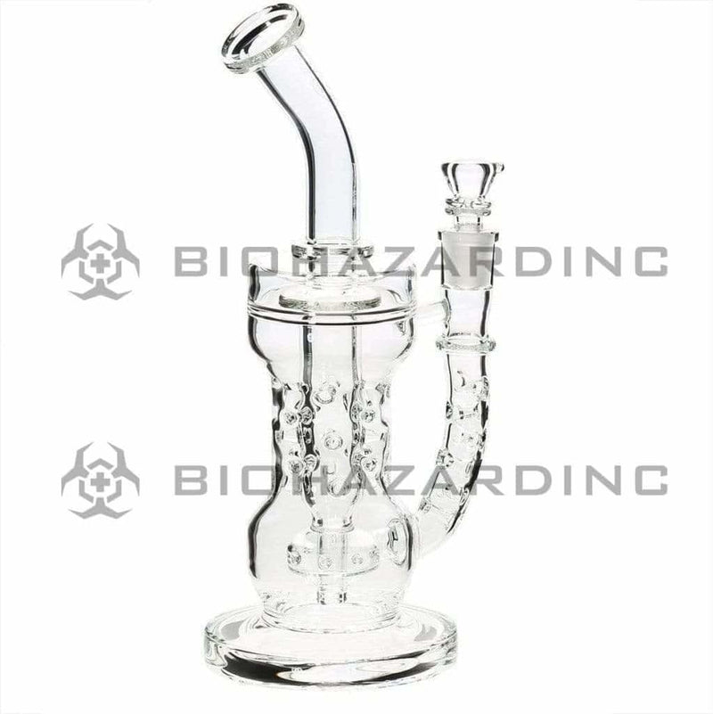 Bio Glass Glass Dab Rig 10" BIO Circ / Thorn Recycler Straight Waterpipe - Silver Logo