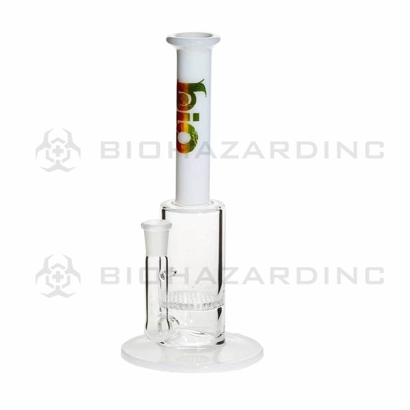 Bio Glass Glass Bong 10" BIO Honeycomb Percolator Waterpipe 14mm - White Top Rasta Logo