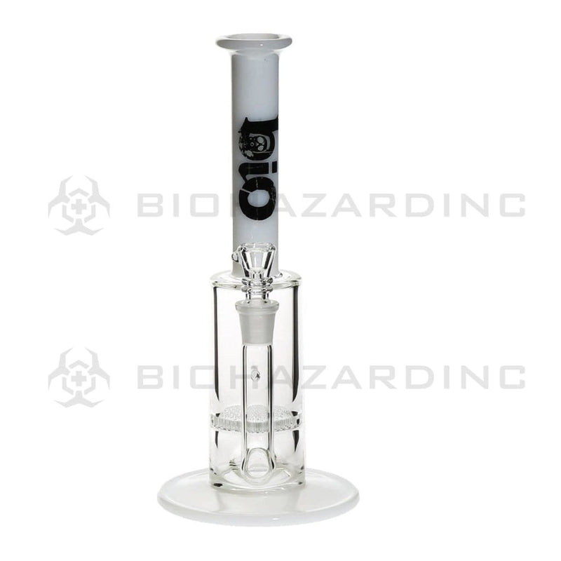 Bio Glass Glass Bong 10" BIO Honeycomb Stemless Waterpipe 14mm - White Top Black Logo