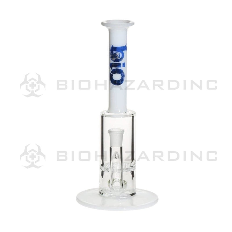 Bio Glass Glass Bong 10" BIO Honeycomb Stemless Waterpipe 14mm - White Top Blue Logo