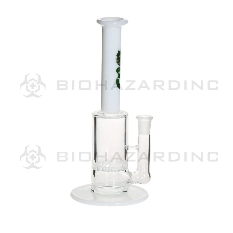 Bio Glass Glass Bong 10" BIO Honeycomb Stemless WaterPipe 14mm - White Top Green Logo