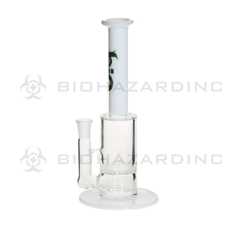 Bio Glass Glass Bong 10" BIO Honeycomb Stemless WaterPipe 14mm - White Top Green Logo