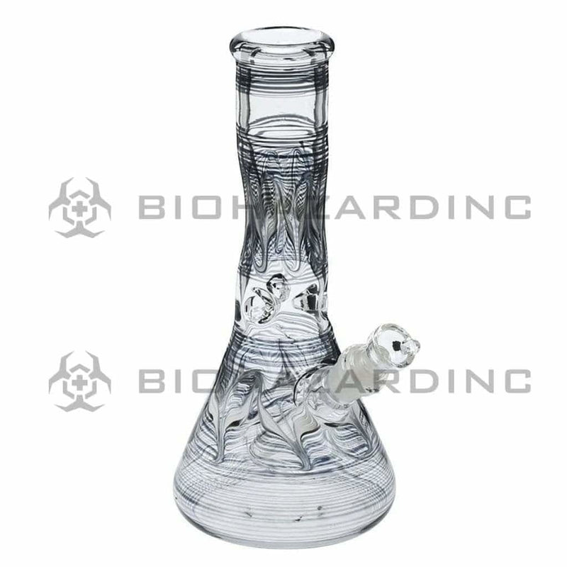 Biohazard Inc Glass Bong 10" Black Wrap & Rake Beaker Waterpipe