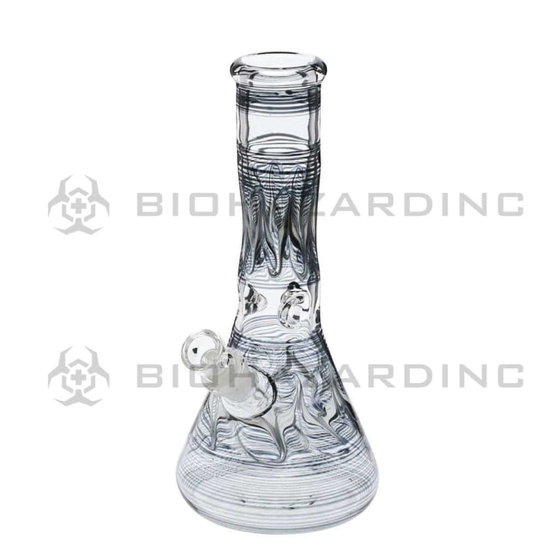 Biohazard Inc Glass Bong 10" Black Wrap & Rake Beaker Waterpipe