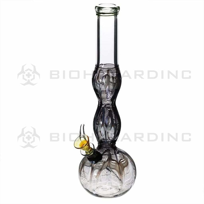 Biohazard Inc Glass Bong 10" Black Wrap & Rake Double Bulge Waterpipe w/ Slider Bowl