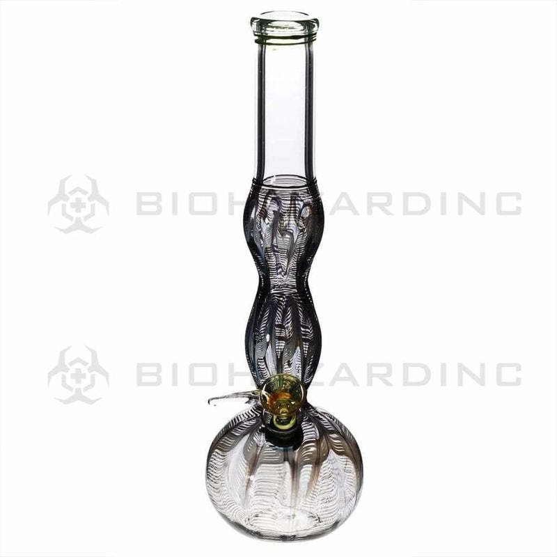 Biohazard Inc Glass Bong 10" Black Wrap & Rake Double Bulge Waterpipe w/ Slider Bowl