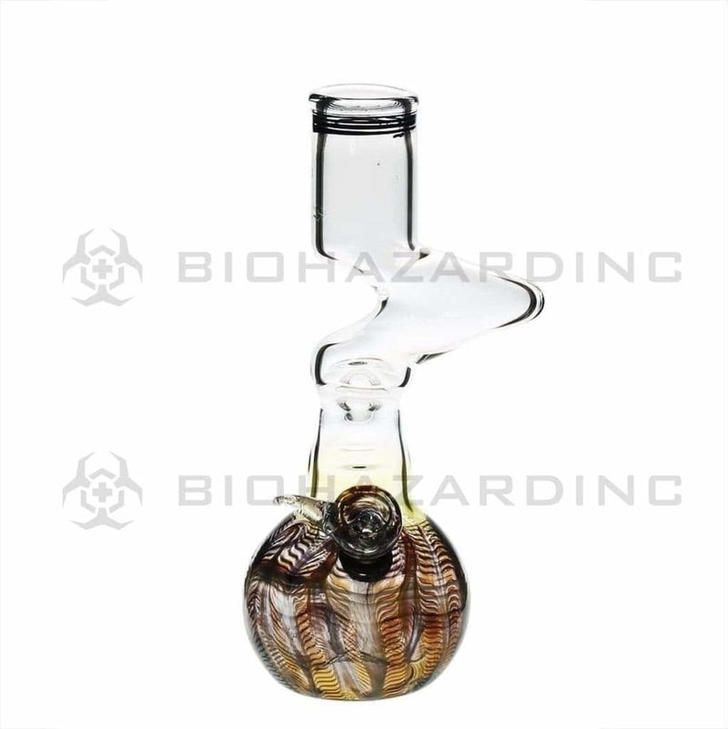 Biohazard Inc Glass Bong 10" Black Wrap & Rake Two Elbow Waterpipe w/ Slider Bowl - 44mm x 4mm