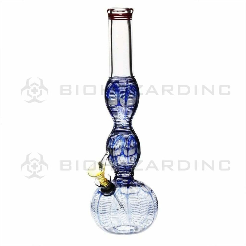 Biohazard Inc Glass Bong 10" Blue Wrap & Rake Double Bulge Waterpipe w/ Slider Bowl