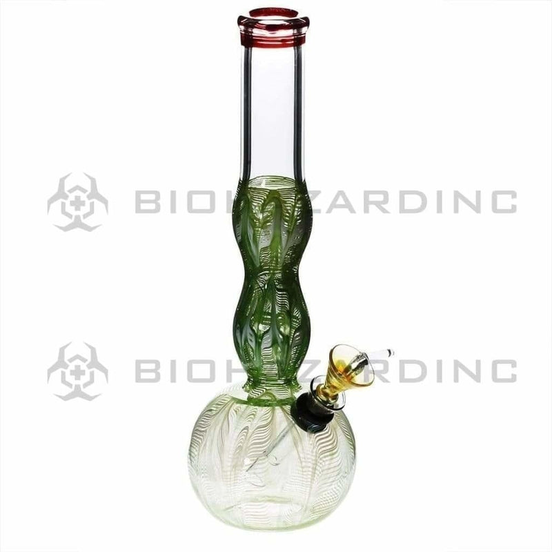 Biohazard Inc Glass Bong 10" Green Wrap & Rake Double Bulge Waterpipe w/ Slider Bowl