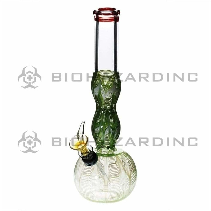 Biohazard Inc Glass Bong 10" Green Wrap & Rake Double Bulge Waterpipe w/ Slider Bowl