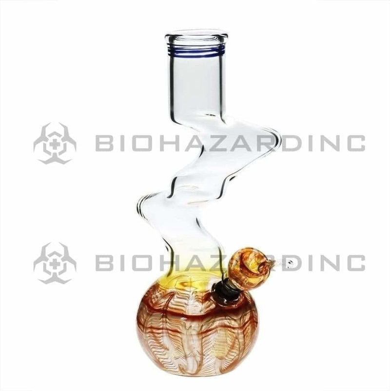 Biohazard Inc Glass Bong 10" Orange Wrap & Rake Two Elbow Waterpipe w/ Slider Bowl -  44mm x 4mm