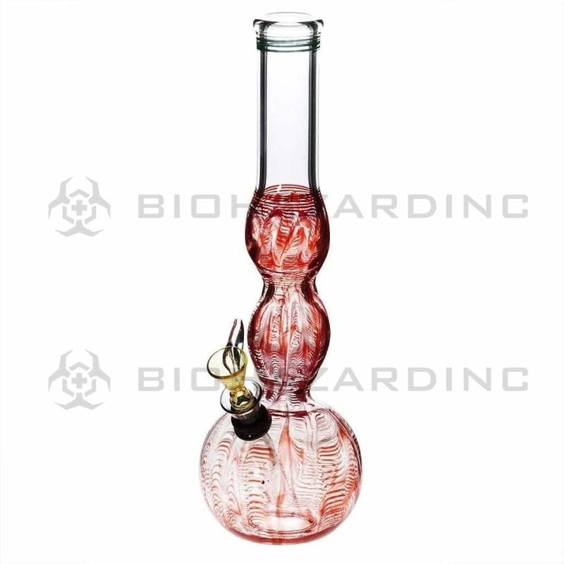 Biohazard Inc Glass Bong 10" Red Wrap & Rake Double Bulge Waterpipe w/ Slider Bowl