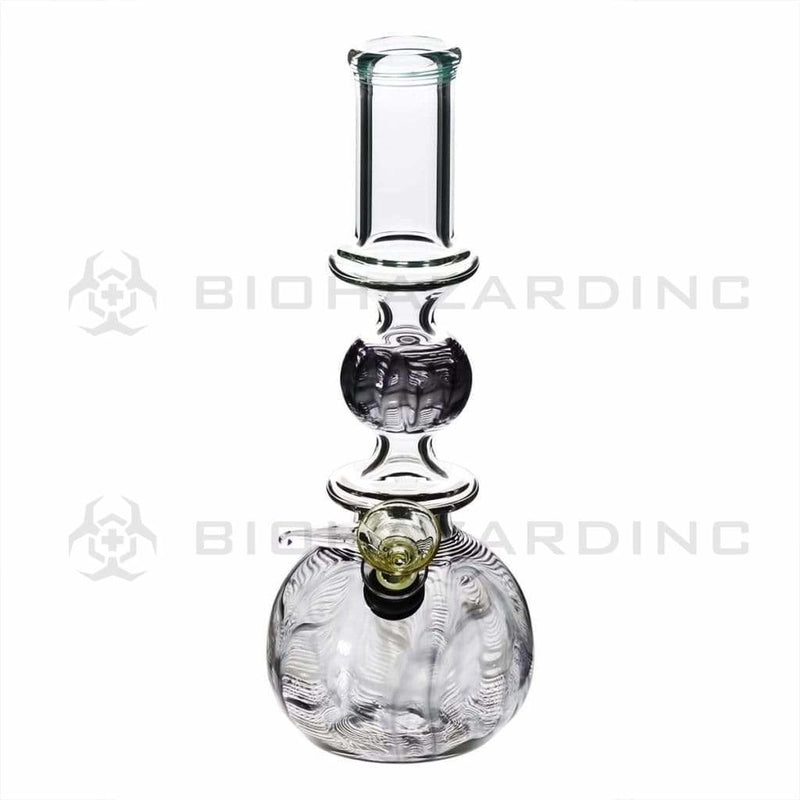 Biohazard Inc Glass Bong 10" Ring Bubble Ring Water Pipe w/ Slide - Black Rake