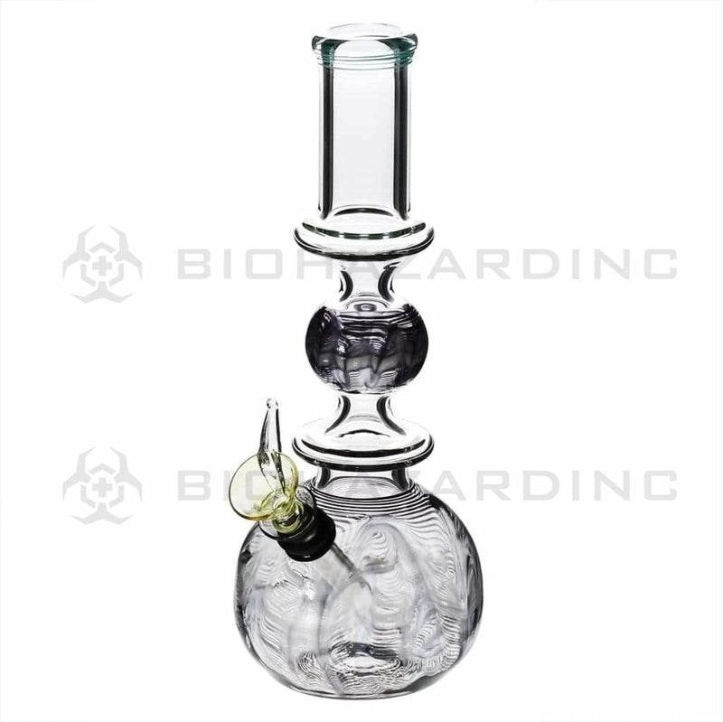 Biohazard Inc Glass Bong 10" Ring Bubble Ring Water Pipe w/ Slide - Black Rake