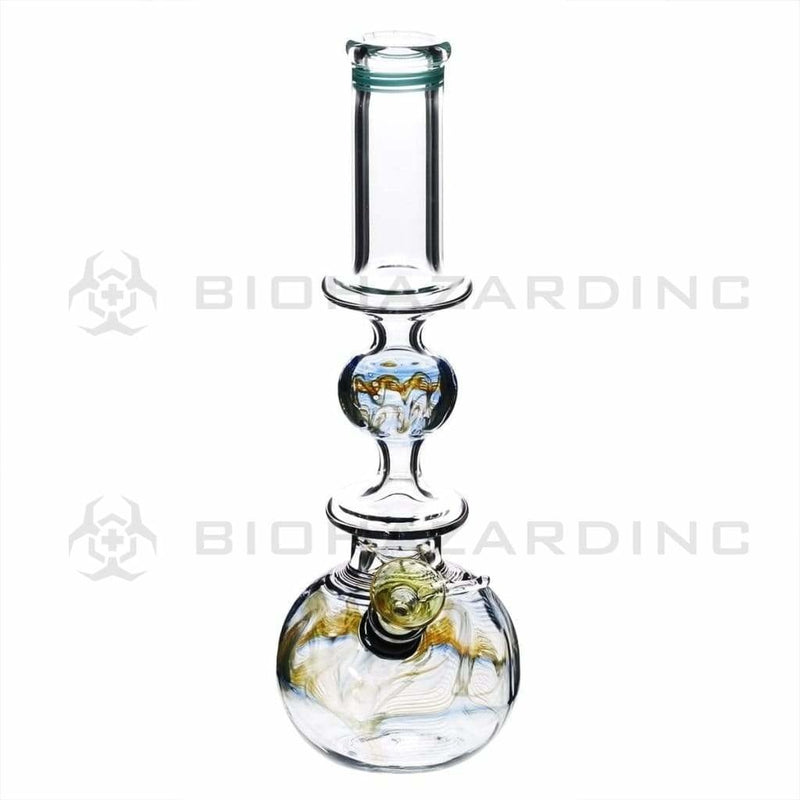 Biohazard Inc Glass Bong 10" Ring Bubble Ring Water Pipe w/ Slide - Blue Rake