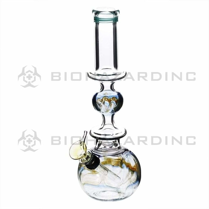 Biohazard Inc Glass Bong 10" Ring Bubble Ring Water Pipe w/ Slide - Blue Rake