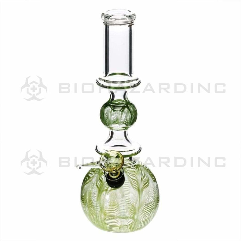 Biohazard Inc Glass Bong 10" Ring Bubble Ring Water Pipe w/ Slide - Green Rake