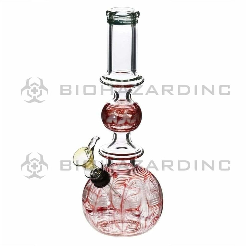 Biohazard Inc Glass Bong 10" Ring Bubble Ring Water Pipe w/ Slide - Red Rake