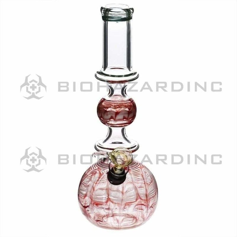 Biohazard Inc Glass Bong 10" Ring Bubble Ring Water Pipe w/ Slide - Red Rake