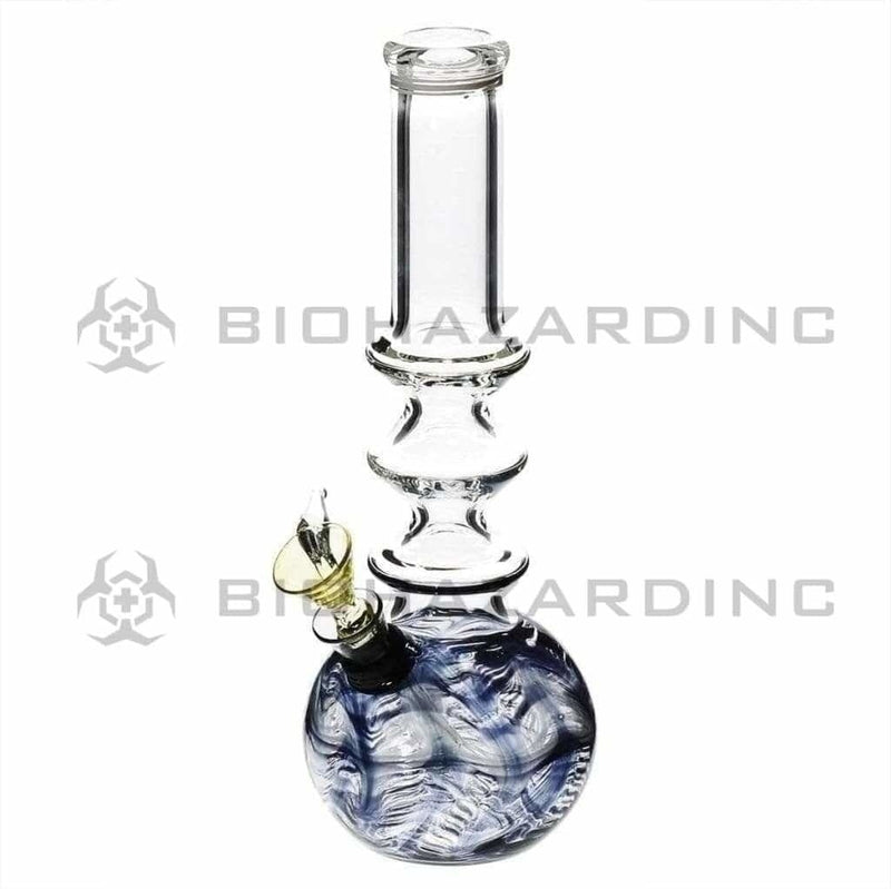 Biohazard Inc Glass Bong 10" Three Ring Water Pipe w/ Slide - Black Rake