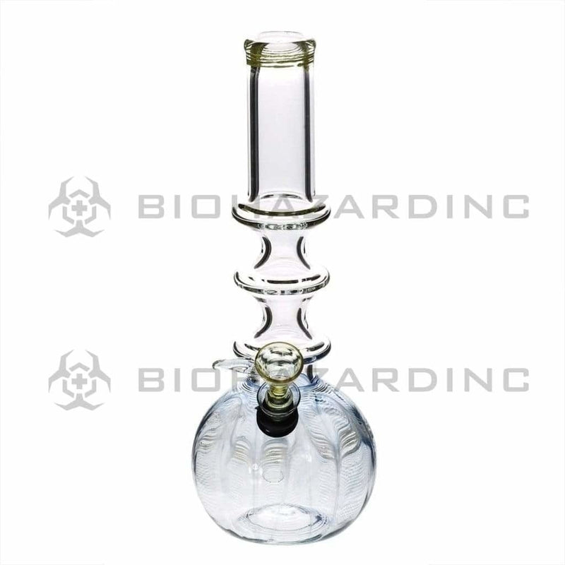 Biohazard Inc Glass Bong 10" Three Ring Water Pipe w/ Slide - Blue Rake