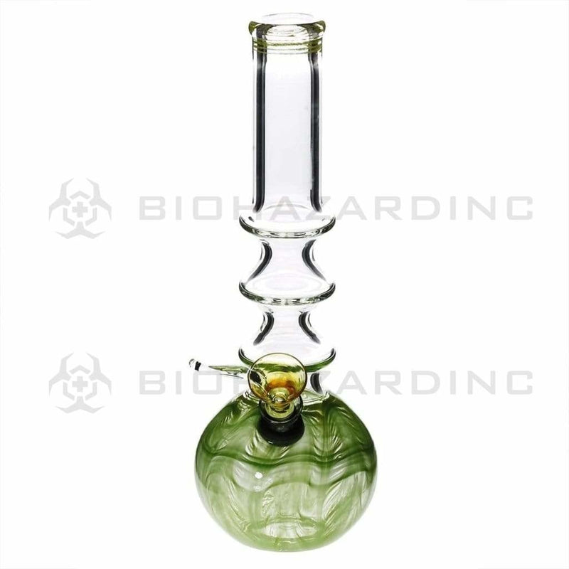 Biohazard Inc Glass Bong 10" Three Ring Water Pipe w/ Slide - Green Rake