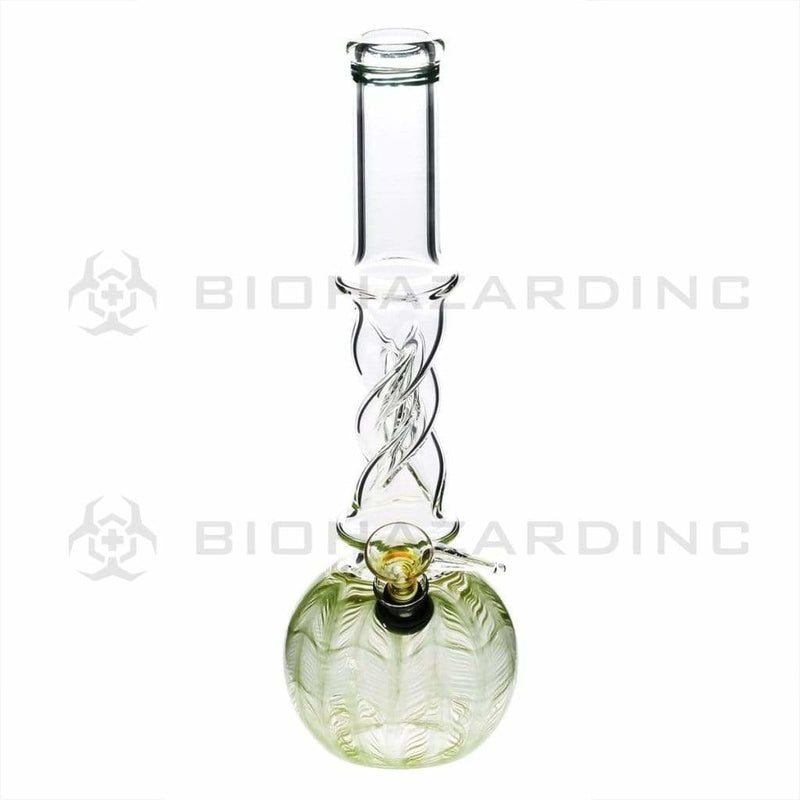 Biohazard Inc Glass Bong 10" Twist Water Pipe w/ Slide - Green Rake