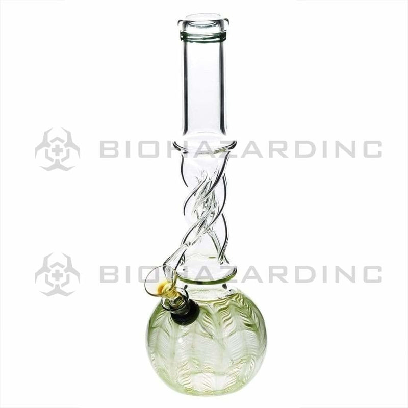 Biohazard Inc Glass Bong 10" Twist Water Pipe w/ Slide - Green Rake